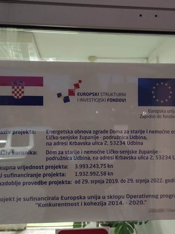 Slika Plakata energetske obnove objekta Doma u Udbini